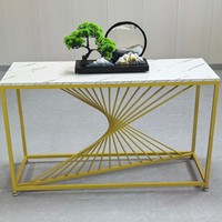 Table basse murale en marbre doré style nordique, luxe léger, simple, pour entrée, couloir, hall, mobilier de maison, décoration artistique