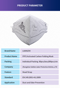 <span class=keywords><strong>Masque</strong></span> facial jetable <span class=keywords><strong>FFP2</strong></span> pliable en carbone, 4 couches, avec pince-nez réglable, sangle de tête, sans valve, respiration fluide, écologique - Product Image 2