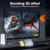 Câble Mini DP vers DP bidirectionnel 8K60Hz 4K144Hz 32,4 Gbps HD plaqué or 1m 2m 3m Câble Mini 8K