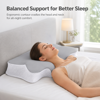 Oreiller ergonomique en mousse à mémoire de forme à rebond lent et rafraîchissant, soutien cervical orthopédique, housse amovible et lavable en tricot, pour un sommeil profond et un soutien du cou en voyage