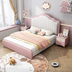 O projeto moderno cama miúdos únicos bonitos miúdos camas mobília do quarto cama de madeira maciça do quadro criança com armário do armazenamento