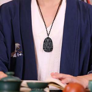 Jadéite certifiée Type A Jadéite naturelle Jade NOIR Zodiac <span class=keywords><strong>Patron</strong></span> Saint NOIR Jade Glace Jade Pendentif En Gros - Product Image 5