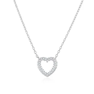 Wholesale Personalized Kolye Bijoux Jewelry Argent 925 Sterling Silver Necklace 18K Gold Plated Chain Heart Necklaces For Women