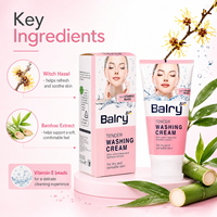 Crème nettoyante Balry Tender 150ml, crème à base de savon pour le visage avec extrait d'hamamélis et de bambou pour les peaux sèches et sensibles
