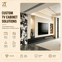 Meuble TV mural de luxe moderne haut de gamme avec foyer linéaire intégré et base en marbre noir pour projet de décoration de villa - Offre Spéciale