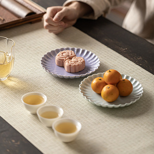 Chinese Ceramic Serving <b>Tray</b> Porcelain Solid Pattern <b>Tea</b> <b>Tray</b> Fruit Platter Teapot Holder Residential Use - Product Image 4
