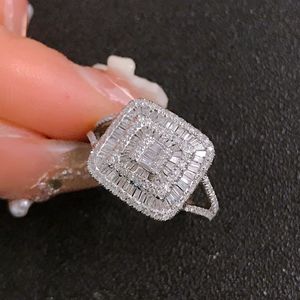 Xinfly 18k Solid Gold Fine Jewelry 0.95ct Natural Real Diamond Woman <b>Large</b> Top Square Engagement Wedding <b>Ring</b> - Product Image 3