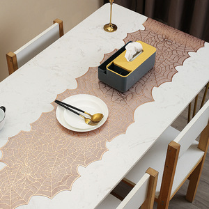 Caminos <span class=keywords><strong>de</strong></span> <span class=keywords><strong>Mesa</strong></span> Decorativos <span class=keywords><strong>de</strong></span> Lujo Ligero con Diseño <span class=keywords><strong>de</strong></span> Telaraña, <span class=keywords><strong>Estampado</strong></span> Dorado, Largos, <span class=keywords><strong>de</strong></span> Color Sólido, Calados, <span class=keywords><strong>de</strong></span> PVC, Aislantes del Calor, Estilo Nórdico - Product Image 4