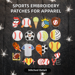 Parches Bordados Termoadhesivos de Fieltro con Diseños de Baloncesto, Fútbol Americano y Rugby, Decoraciones Deportivas para Ropa, Gorras y Mochilas, Venta al Por Mayor - Product Image 2