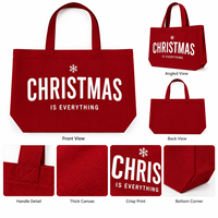 Sac fourre-tout en toile grand format JC BASIC, rouge Noël, imprimé personnalisé, durable, à soufflet large, grande capacité, vente en gros et au détail