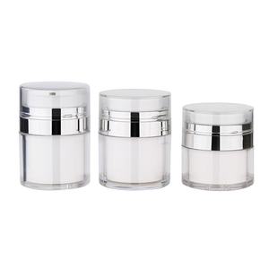 Pot cosmétique de luxe sans air pour émulsion 30ml 50ml, pot de crème faciale en acrylique de luxe avec pompe à vide et insert remplaçable - Product Image 1
