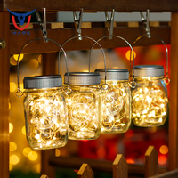 Vente chaude En Plein Air Étanche Mason Jar Solaire Lanterne Lumières 30 Ampoules Led Fée Étoile Luciole Solaire Couvercle Jar Lumières Blanc Chaud