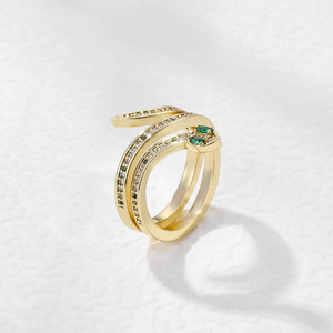 Bestseller Verstellbare Offene Schlangen-Messingringe mit Zirkonia 18K <span class=keywords><strong>Gold</strong></span> Vintage Schlangenförmiger Dünner <span class=keywords><strong>Ring</strong></span> für Damen und Herren - Product Image 3