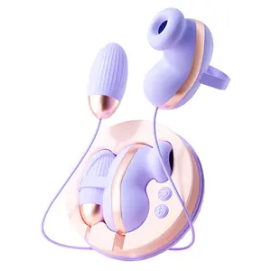 新应用假阳具吮吸振动器2合1性玩具产品g点阴蒂振动器爱蛋女性玩具
