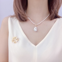 Pendentif en argent sterling S925 plaqué or avec perle baroque Edison détachable, grande perle d'eau douce naturelle de qualité AAAA certifiée CMA