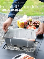 Four pliant d'extérieur en acier inoxydable 304, barbecue portable intégré au charbon de bois, compatible avec la table IGT