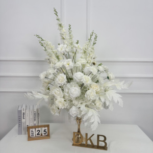 Personalizar bolas de flores de boda beige blanco artificial centros de mesa de rosas florales para Decoración de mesa de boda - Product Image 1