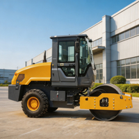 Compacteur de sol lourd à tambour unique de 6 tonnes avec moteur diesel pour travaux de fondation