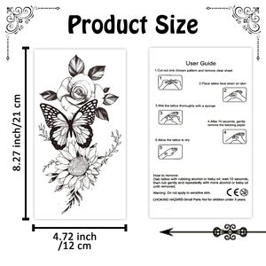 Tatuaggi temporanei per donne adulti, adesivi impermeabili per il trucco realistico delle gambe dei fiori - Product Image 5