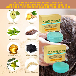 Juego de barra de champú y acondicionador sólido de menta de Romero Crecimiento del cabello Jabones hechos a mano naturales Anti pérdida de cabello Jabón sólido para el cabello - Product Image 5