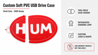 Étui personnalisé en PVC souple et silicone pour clé USB, coque de protection avec logo OEM, trou pour cordon, couleur Pantone, cadeau promotionnel