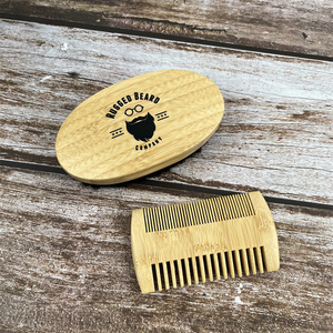 Nhà Máy Giá 2Pcs Tre Râu Lược Và Lợn Rừng Lông Râu Bàn Chải Thiết Lập Biểu Tượng Tùy Chỉnh Chải Chuốt Râu Bàn Chải Lược - Product Image 2