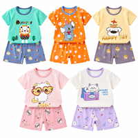 Ensemble de vêtements pour tout-petits, garçons et filles, en coton, manches courtes, imprimé animal mignon, tenue deux pièces unisexe, pour bébés de 6 mois à 6 ans