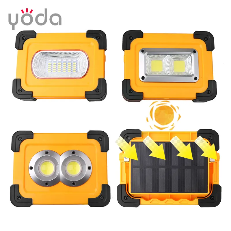 portable blue red strobe power bank solar cob smd flood light for work camping outdoor activity