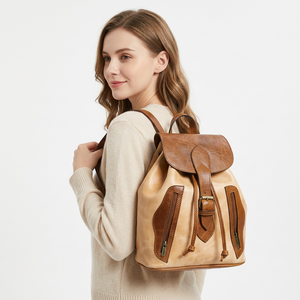 Genuine Leather Vintage <b>Backpack</b> Softback Cover Closure High Quality Moroccan Custom Logo <b>Animal</b> <b>Prints</b> Summer - Product Image 3