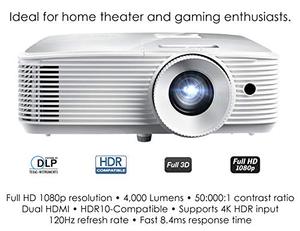 R Optoma hd39hdr 4K HDR rạp hát tại nhà máy chiếu 120Hz Tốc độ làm mới 4000 lumens nhanh 8.4MS Thời gian đáp ứng 120Hz - Product Image 2
