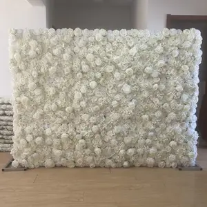 웨딩 배경 장식을위한 인기있는 흰색 인공 수국과 장미 꽃 벽