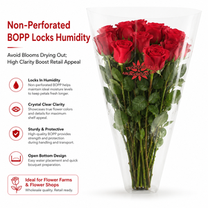 Fundas Trapezoidales para Ramos de Flores con Logotipo Personalizado al por Mayor, Bolsas de Embalaje de Plástico Transparente BOPP para Floristas - Product Image 3
