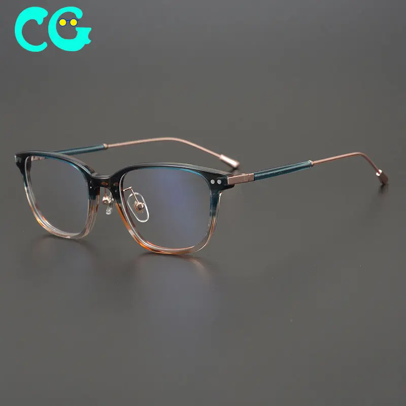 Monture de lunettes carrées rétro pour femmes, ultra-légère, faite à la main, en titane pur, miroir plat, tendance, Business, myopie