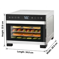 Déshydrateur alimentaire électrique 5 plateaux entièrement en acier inoxydable - 480W, contrôle tactile intelligent, sécheur professionnel pour viande séchée et fruits, fabrication OEM/ODM