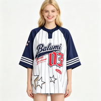 T-shirt de baseball unisexe surdimensionné, motif rayé rétro, style Y2K Harajuku Streetwear, respirant, anti-humidité, manches courtes, personnalisable