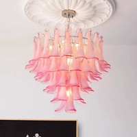 Luminaire suspendu en verre de Murano artisanal de luxe moderne AB, commande sans fil, hauteur réglable, plusieurs couleurs, pour usage hôtelier