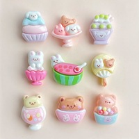 Mini watermeloen konijntje beer ijsje mungboon ijslolly plastic hars DIY accessoires romige lijm telefoonhoesjes haarclips dieren