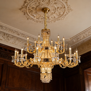 Lampadario di Cristallo Illuminazione in Ottone Lampadario a Doppia Altezza Lampadari e Lampade di Lusso - Product Image 1