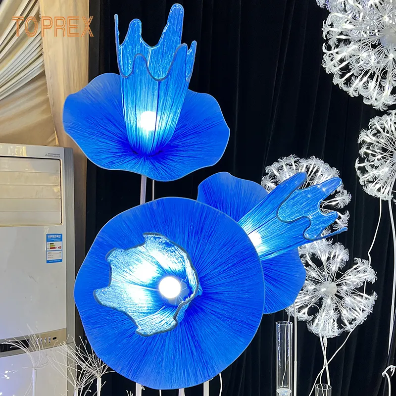 웨딩 센터 피스 이벤트 장식을위한 Toprex 실내 블루 라일락 원장 꽃 장식 조명