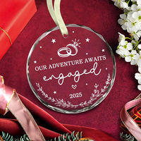 Pendentif de mariage décoration 80mm verre clair rond arbre de noël suspendus ornements personnalisés