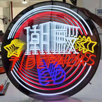 Enseigne néon LED 3D Infinity avec effet miroir profond, logo RVB personnalisable et lumineux pour restaurant, bar et vitrine de magasin