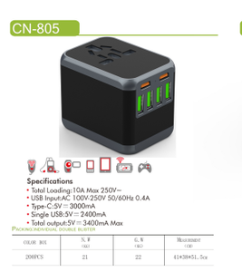 Thế Giới cắm nhanh tường sạc cắm Adapter chuyển đổi toàn cầu 4 USB điện thoại di động phổ Travel Power Adapter Android iPhone - Product Image 6
