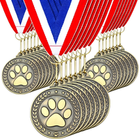 Médaille de campagne pour animaux de compagnie en alliage de zinc, motif animal mignon, plaquée or, gravée au laser, OEM/ODM