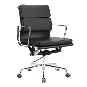 Modern swivel ergonomic leather aluminum frame luxury soft pad executive office chair