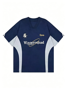 T-shirt rétro brodé de lettres, <span class=keywords><strong>pull</strong></span> en maille à col en V ample et tendance, haut respirant à manches courtes - Product Image 5