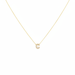 Azuris 925สเตอร์ลิงเงินสามมิติสร้อยคอจี้ตัวอักษร C ทอง14K พร้อมเพชรและมุกของขวัญสไตล์ศาสนา - Product Image 2
