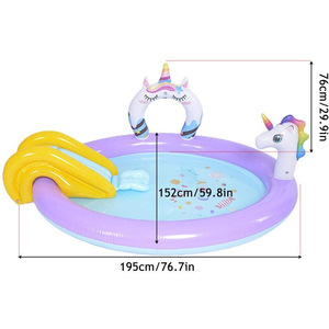 Inflatable Unicorn Slide And Fountain Pool For Kids With Spray Water Feature Outdoor Play Area - Product Image 5