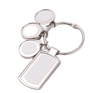 Custom Charms Keychains Sublimation Blank Metal Key Chain with 3 Round Tag