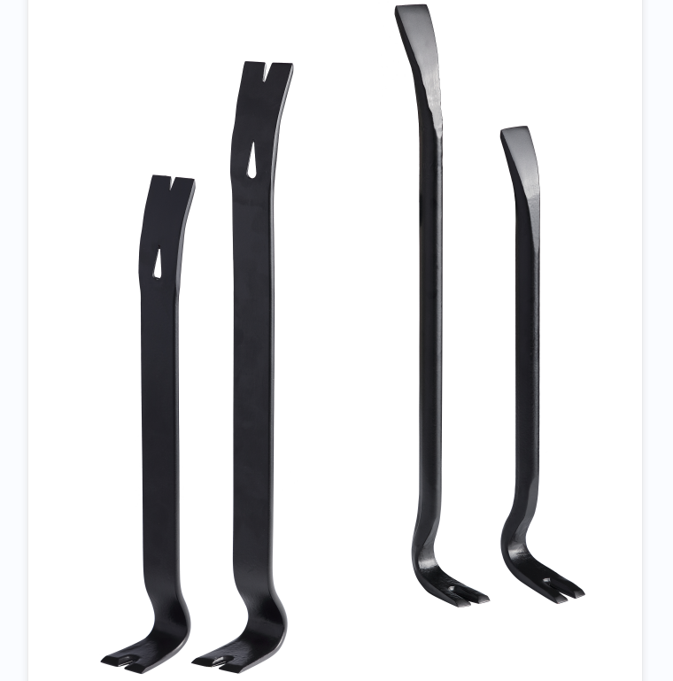 QWORK Nail Puller Set - 8" & 12" Forged Steel Pry Bars, Crowbar Tools For Removing Nails & Trim