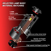DIINII Phare LED de voiture super lumineux 30000lm en aluminium aéronautique 300W Nouveau H7 6000K Étanche IP68 Faisceau à 360 degrés Universel